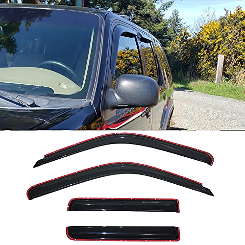 Window Visors UV Protection Rain Guards for 1991 (91-01 Explorer/Sport Trac/Mountaineer (Dark Smoke))