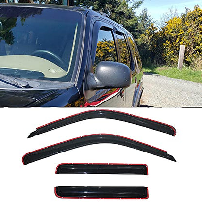 Window Visors UV Protection Rain Guards for 1991 (91-01 Explorer/Sport Trac/Mountaineer (Dark Smoke))