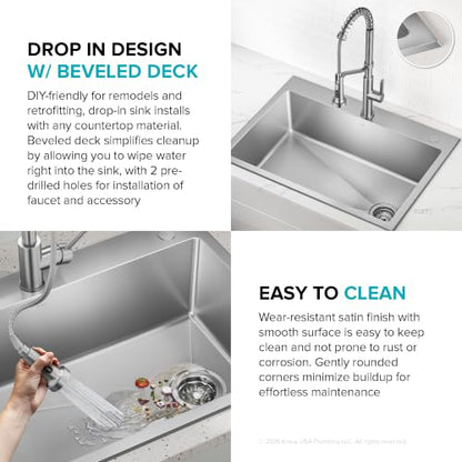 Fairlane 30 in Drop In Single Bowl Stainless Steel Kitchen Sink (30 Inch / Single Bowl — Drop In)