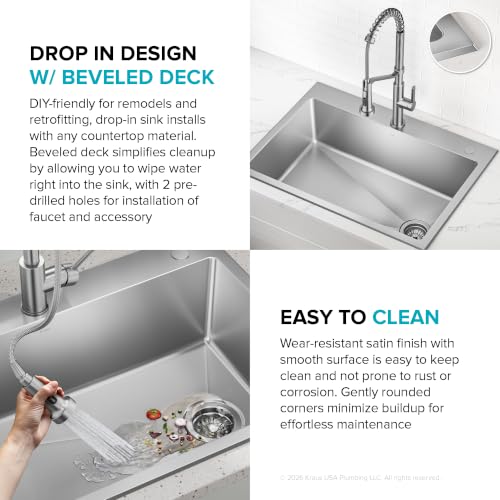 Fairlane 24 in Drop In Single Bowl Stainless Steel Kitchen Sink (24 Inch / Single Bowl — Drop In)