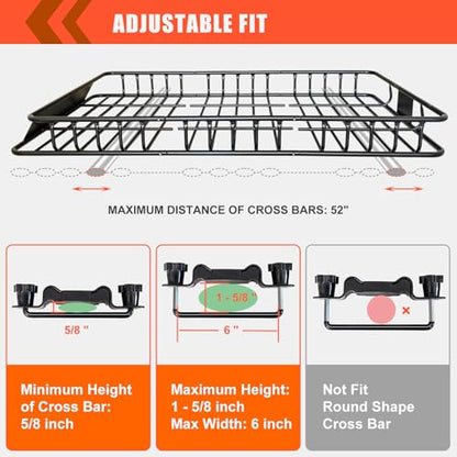 Roof Rack Carrier Carrier Basket 65"*39"*6"+Waterproof Bag 20 Cubic Feet (65"*39"*5")