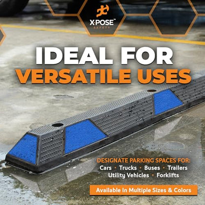 72" Heavy Duty Blue Rubber Parking Stopper (10 Pack)