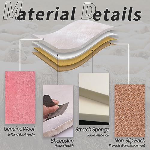 Genuine Sheepskin Car Seat Cushion Seat Covers for Cars Trucks SUV Comfort Seat Protector Pad for Car Driver Seat Car Accessories for Women 19.2 X 19.2 in (Pink / Front Seat Cushion-1 Pc)
