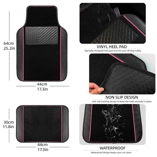 10 Pcs Car Floor Mats Full Set Car Accessories (Car Floor Mats Set / Pink Line)