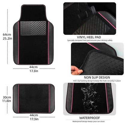 10 Pcs Car Floor Mats Full Set Car Accessories (Car Floor Mats Set / Pink Line)