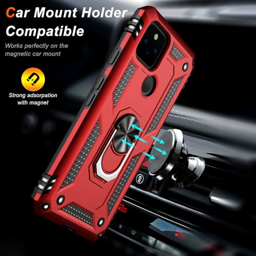 for Google Pixel 5A Case with Screen Protector (Red / Google Pixel 5A)