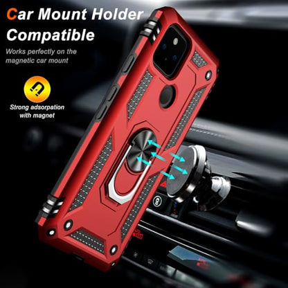 for Google Pixel 5A Case with Screen Protector (Red / Google Pixel 5A)