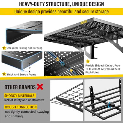 2 Pack 2x3ft Adjustable Garage Wall Shelving 560lbs Load Capacity Heavy Duty Wall Mounted Storage Shelf Metal Floating Shelves for Garage (2pack-2x3ft / Black)