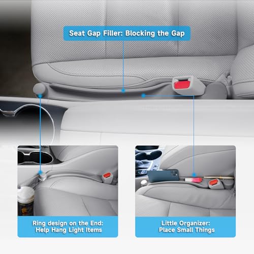 Car Seat Gap Filler 2Pack 3IN1 Organizer with Storage Slot & Hook (Gray / Most Cars – Standard)