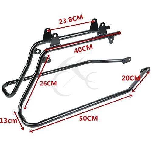 Motorcycle Hard Saddlebags with Black Conversion Brackets Fit For Harley Softail Deluxe Heritage Softail 1984 (Vivid Black W/ Chrome Latches)