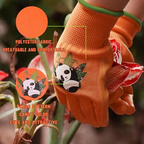2 Pairs Kids Gardening Gloves (Orange (Pack of 2) / Small (Age 2-3))
