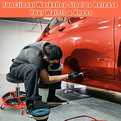 Adjustable Mechanic Rolling Stool (Red)