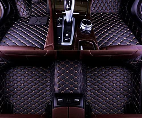 Custom All Weather Protection Leather Car Floor Mats for Cars Sedan SUV Sports Car Waterproof Floor Mat (Black gold)