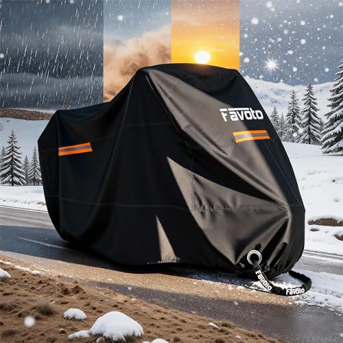 Motorcycle Cover Waterproof Outdoor Motorcycle Cover Heavy Duty (Black / 116")