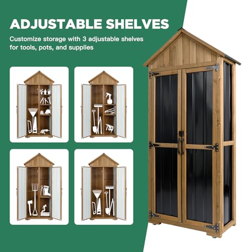 Outdoor Storage Cabinet (Black / 28" x 13" x 67")