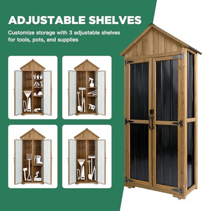 Outdoor Storage Cabinet (Black / 28" x 13" x 67")