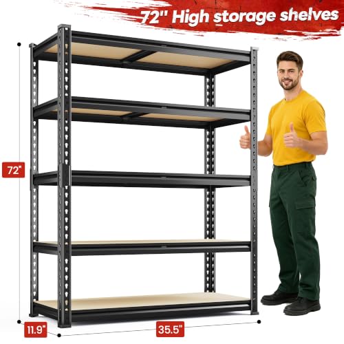3 Pack Garage Shelving for Warehouse (Black)