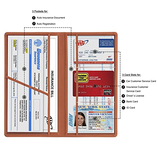 Car Registration & Insurance Card Holder (Brown)