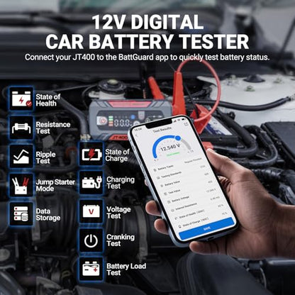 JT400 Jump Starter with Battery Tester (Red)