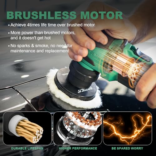 S4 Cordless Car Buffer Polisher Rotary Polisher & Dual Action Polisher with 2pcs 12V 2.5Ah Batteries 1&3inch Mini Car Detailing Polishing Kit (S4 Simplified set)