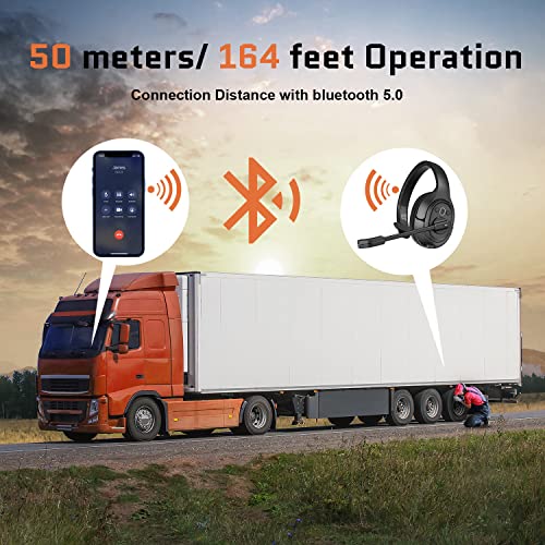Noise Cancelling Trucker Bluetooth Headset with Microphone for Trucker (Trucker Headset with ENC Mic)