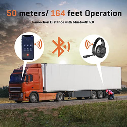 Noise Cancelling Trucker Bluetooth Headset with Microphone for Trucker (Trucker Headset with ENC Mic)