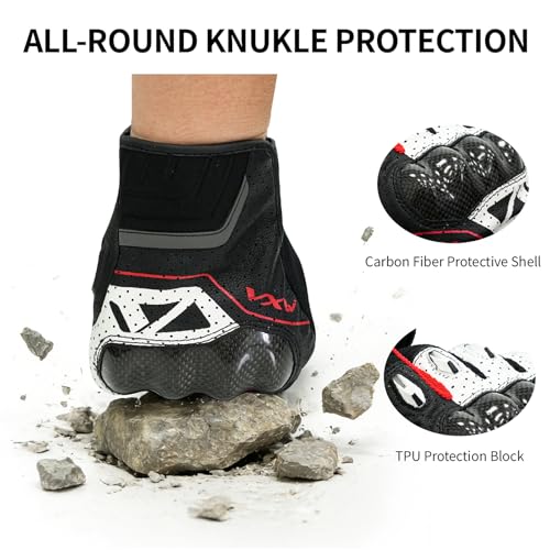 Motorcycle Gloves for Men Women (Black White / XX-Large)