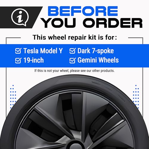 Premium Tesla Wheel Curb Rash Repair Kit for Model Y 19 (Tesla Model Y / 19" Dark Gemini)