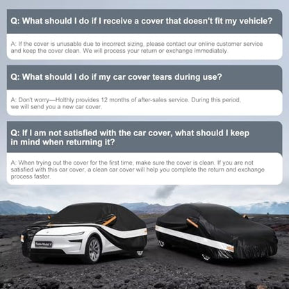 10 Layers Car Cover with Charger Port Custom Fit for Tesla Model Y (Black Gray / Custom Fit for Tesla Model Y)