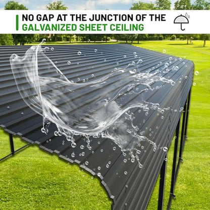 10 x 15 FT Metal Carport with Heavy Duty Galvanized Steel Roof & Durable Frame (10X15FT)