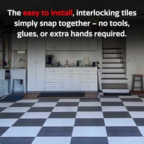 SnapLock GarageDeck 12"x12" Interlocking Garage Floor Tiles (48 Pack / Alloy)