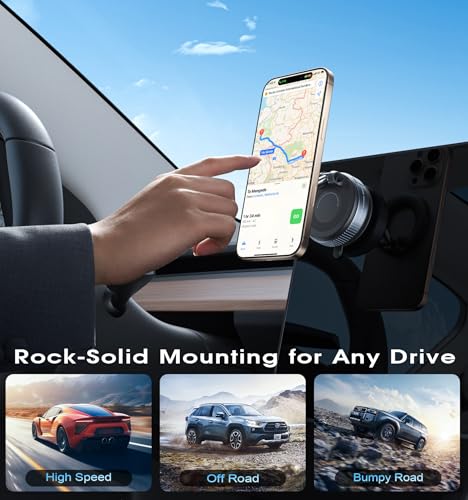 2026 Upgraded Vacuum Magnetic Car Phone Holder 360° Reinforced 96LBS Ultra Suction Cup Phone Mount for MagSafe Cell Phone Holders for Your Car (Black)