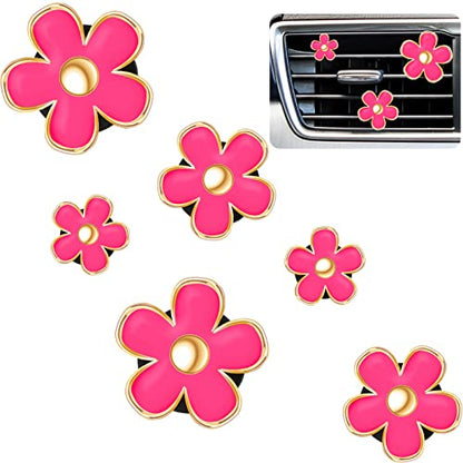 6 Pcs Daisy Vent Clips for Car (Red, / Pack of 6 (2.5 cm, 3 cm, 3.3 cm))