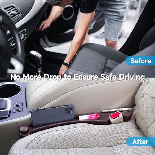 Car Seat Gap Filler Organizer 2Pack Soft Foam 3IN1 Multifunctional (Espresso brown / Narrow)