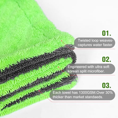 2 Pack XL Car Drying Towel (Gray-green)