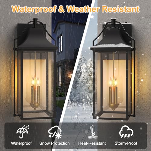 25IN Dusk to Dawn Outdoor Light (Black(with Gold Base) / 25-inch 3-e12 Base)