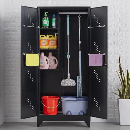 75" Metal Storage Cabinet with Lock (75"h Dark Black)