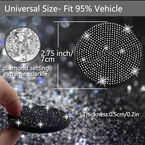 4pcs Bling Car Cup Holder Coaster (Black / 4pcs)