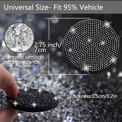 2pcs Bling Car Cup Holder Coaster (Black / 2pcs)