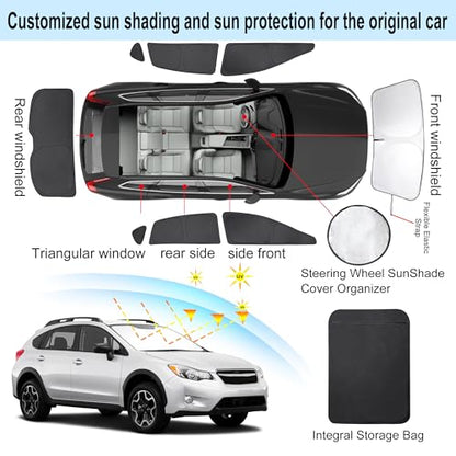 Window Shades for Subaru Crosstrek 2013 2014 2015 2016 2017 Accessorie Car Side Full Windows Rear Triangular Windshield Sun Shade Sun UV Rays & Privacy Protection for Camping (Subaru Crosstrek 2013-2017)