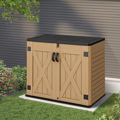 Outdoor Resin Storage Sheds with X (X-Shaped-4.3x3.4ft / Brown)