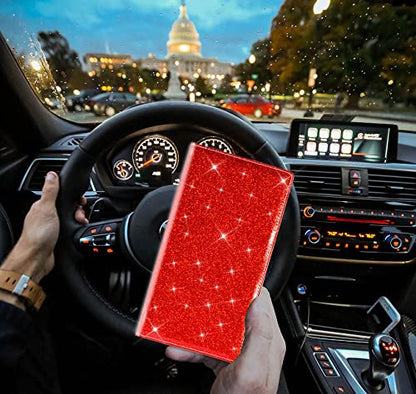 Car Registration & Insurance Card Holder (Glitter Red)