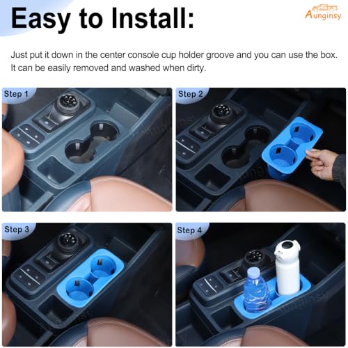 Center Console Cup Holder Protector Compatible with Ford Maverick 2022 (Blue)