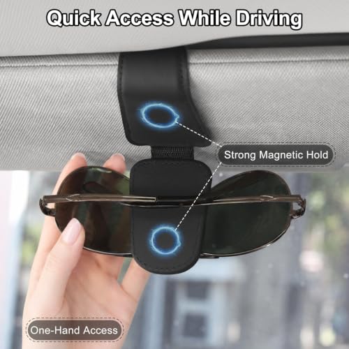 Magnetic Leather Sunglass Holder for Car (black)