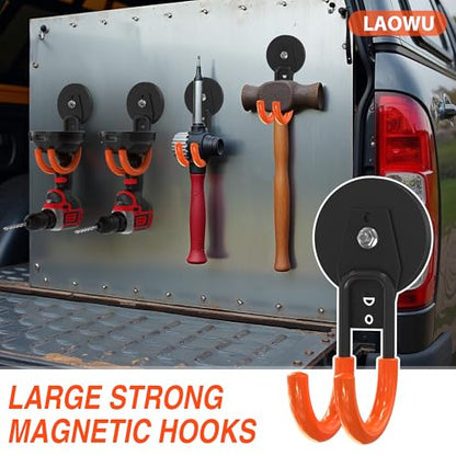 Strong Magnetic Hooks Heavy Duty (2.6" Magnet-2 Pack-Orange)
