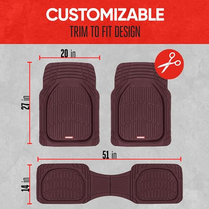 FlexTough Floor Mats for Cars (Full Set (Full Size) / Burgundy)