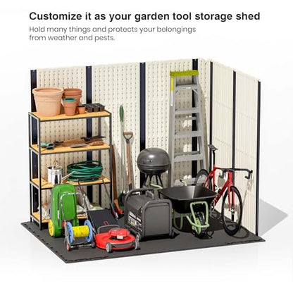 8x6 FT Resin Outdoor Storage Shed with Floor (Beige / 8x6 FT)
