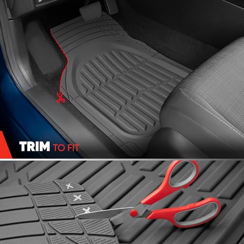 FlexTough LITE Rubber Car Mats Full Set (Full Set Lite (Sedan, Compact) / Gray Lite)