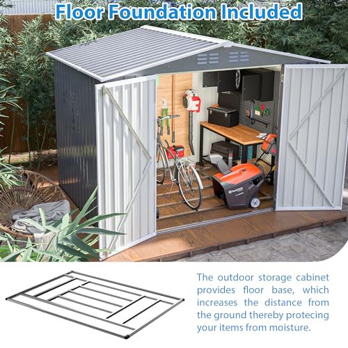 Metal Outdoor Storage Shed (Light Gray / 8x6 Ft)