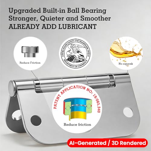 Rounded Door Hinges Polished Chrome 3.5 Inch 5 (Polished Chrome-Rounded / 1 Pack-Ball Bearing-lasting no squeak)
